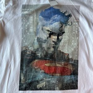 NWT Superman Movie Mens White Graphic T Shirt Size M